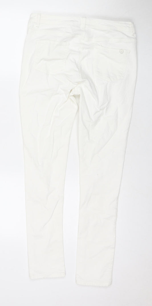 Phase Eight Womens White Cotton Skinny Jeans Size 12 L28 in Regular Zip