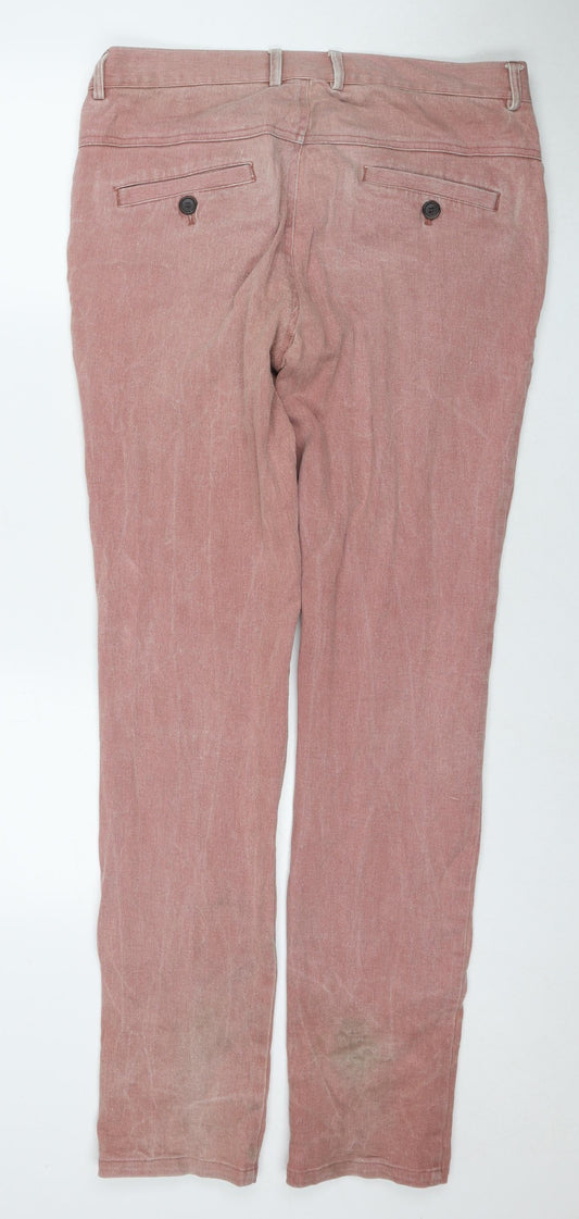 Mens UK Size 36 in Villain Regular Fit Straight Pink Jeans