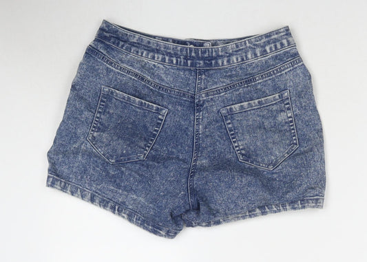 Papaya Womens Blue Cotton Hot Pants Shorts Size 10 L3 in Regular Zip