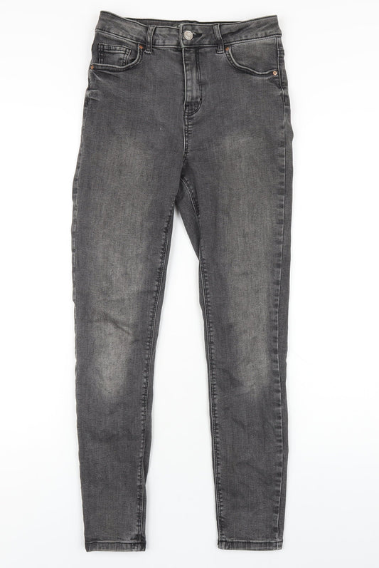 Additional front view of Denim & Co. women’s grey cotton skinny jeans, size UK 10, 28-inch leg regular zip