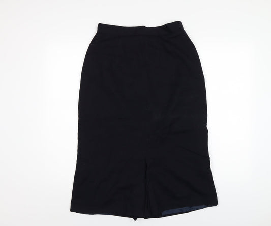 Miss Smith Womens Blue Wool A-Line Skirt Size 14 Zip
