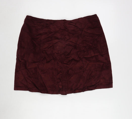 Matalan Womens Red Cotton A-Line Skirt Size 14 Button