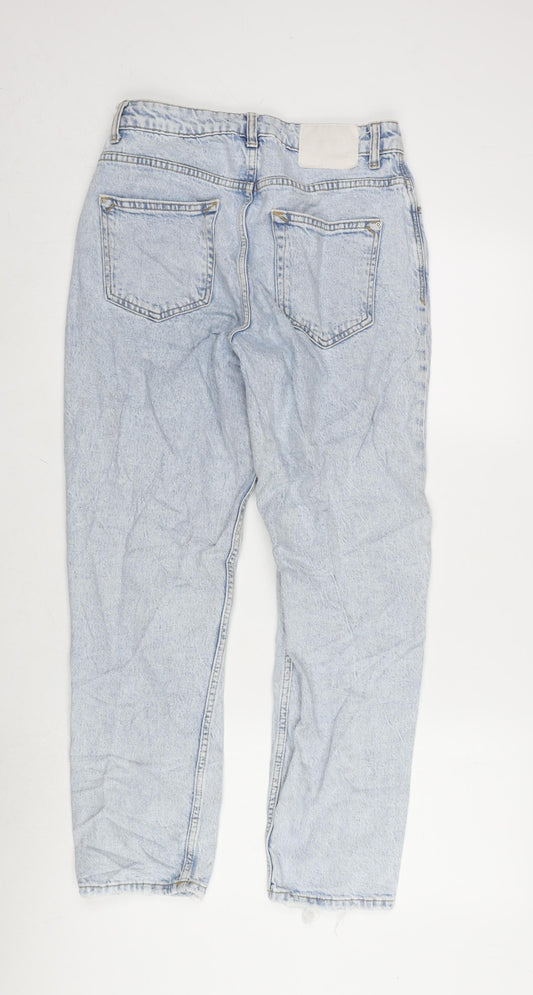 Zara Womens Blue Cotton Straight Jeans Size 38 in L26 in Regular Zip
