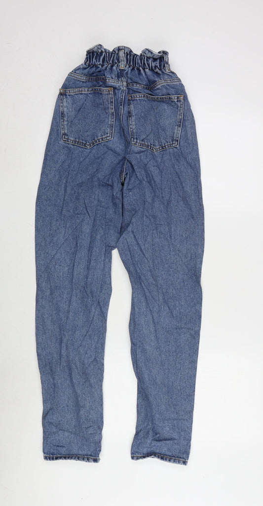 New Look Womens Blue Cotton Blend Straight Jeans Size 6 L28 in Regular Zip - Waisty 22 Inches.