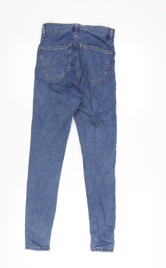 Topshop Womens Blue Cotton Blend Tapered Jeans Size 30 in L25 in Regular Zip