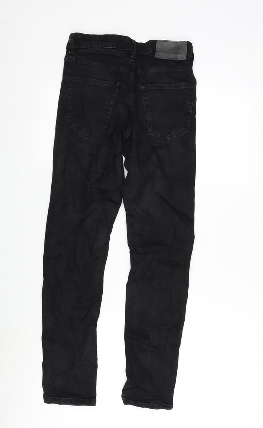 Denim & Co. Mens Black Cotton Blend Straight Jeans Size 28 in L30 in Regular Button
