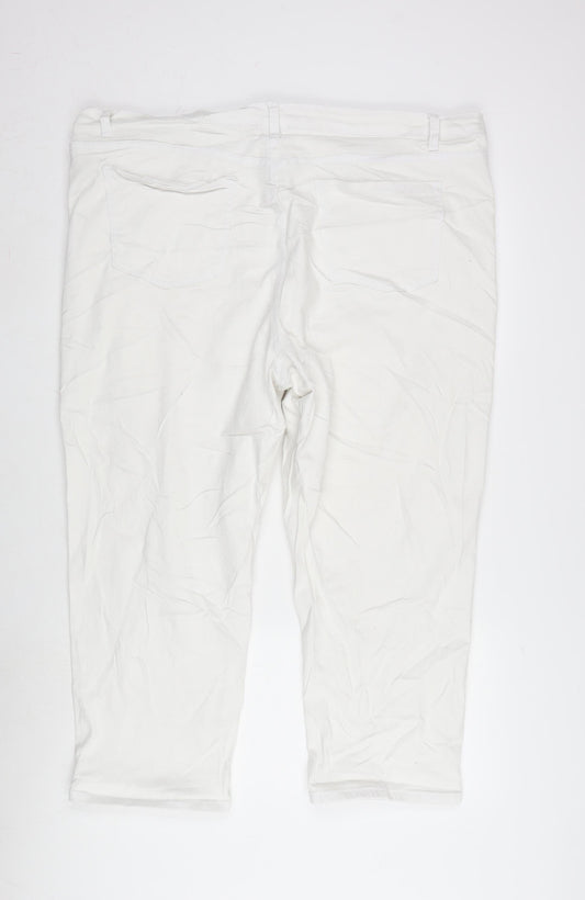 In the Style Womens White Cotton Blend Straight Jeans Size 24 L23 in Regular Zip