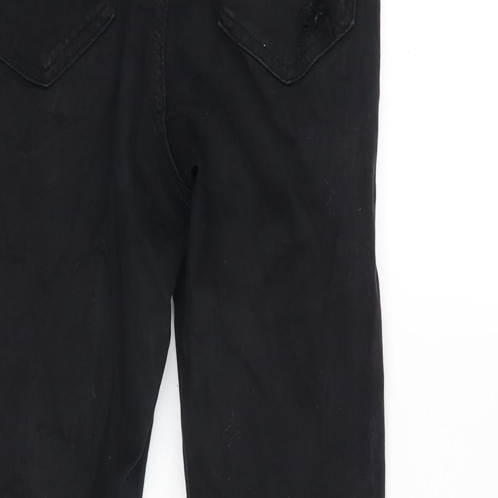 Topshop Womens Black Cotton Blend Tapered Jeans Size 26 in L26 in Regular Zip