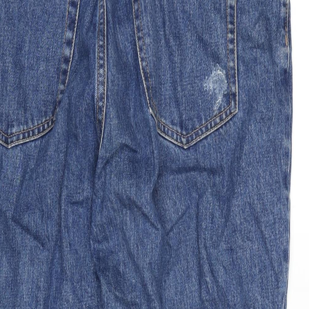 Pull&Bear Womens Blue Cotton Straight Jeans Size 14 L23 in Regular Zip