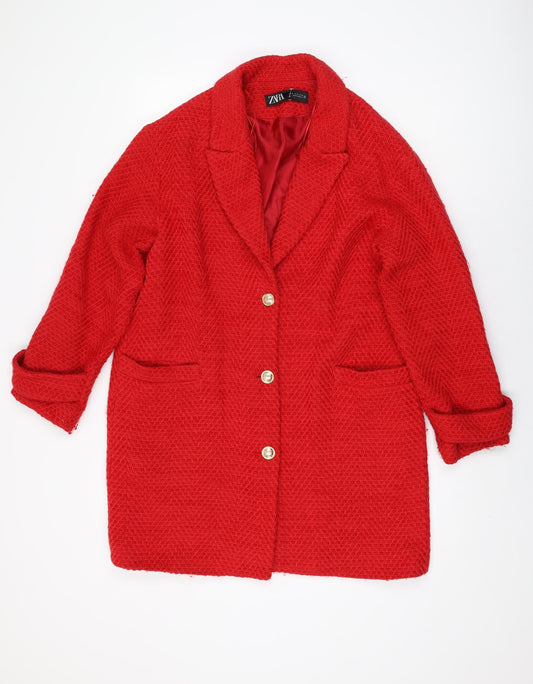 Womens UK Size M Zara Red Overcoat