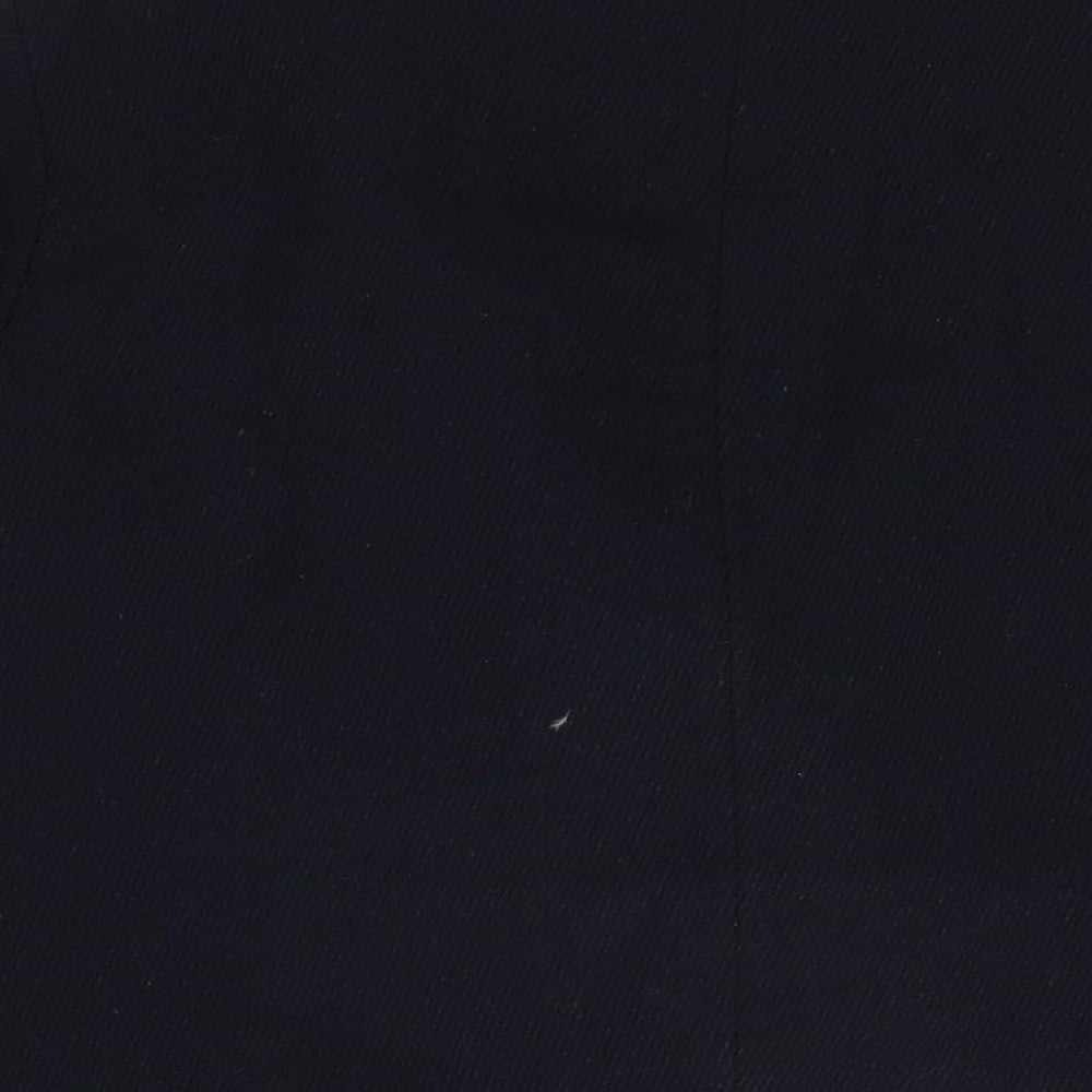 Brand and care label for Henry Holland women’s blue overcoat coat, size UK 12, button