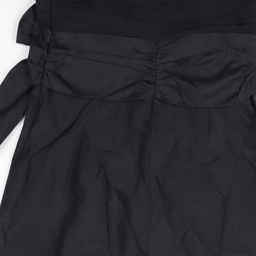 Fenn Wright Manson Womens Black Silk Shift Size 10 Off the Shoulder Zip