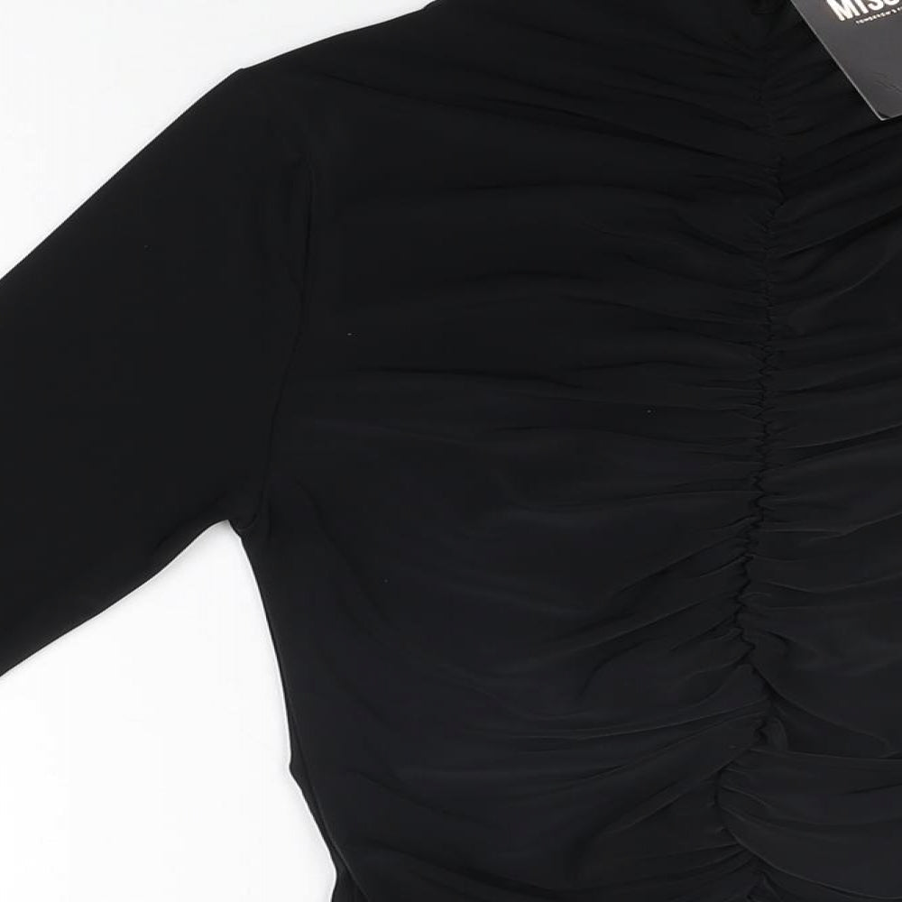 Misspap Womens Black Polyester Bodysuit One-Piece Size 10 Snap