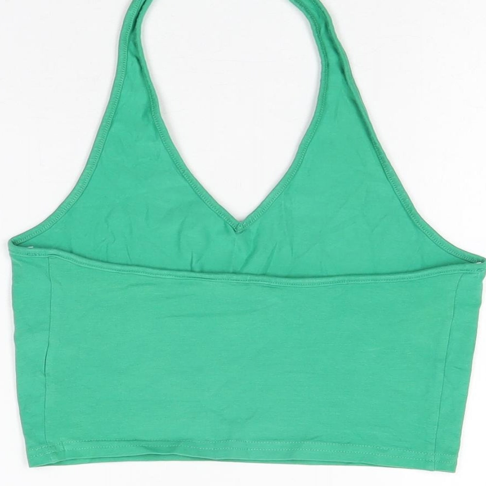 Womens UK Size M H&M Green Cropped T-Shirt