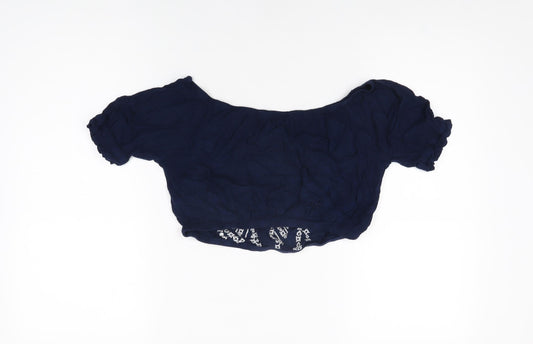 Womens UK Size 12 Select Blue Cropped T-Shirt