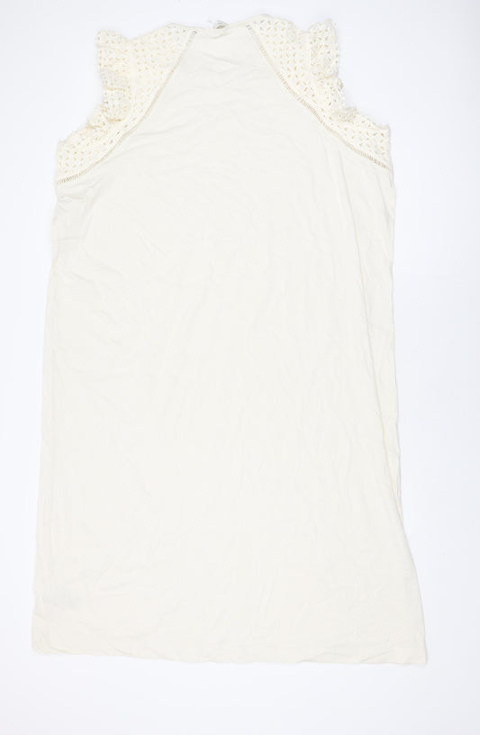 Marks and Spencer Womens Ivory Cotton Shift Size 2XL Roll Neck Pullover