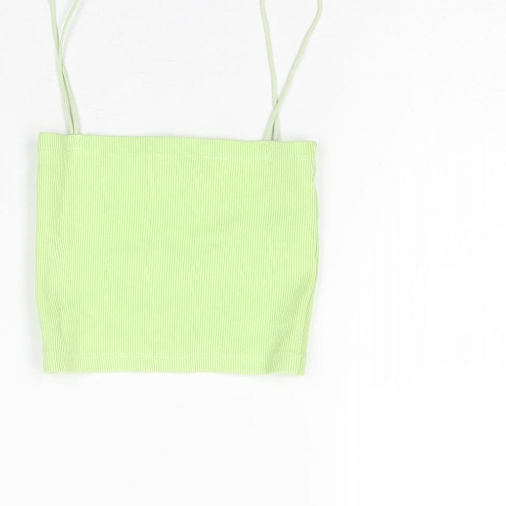 Womens UK Size S Zara Green Cropped T-Shirt