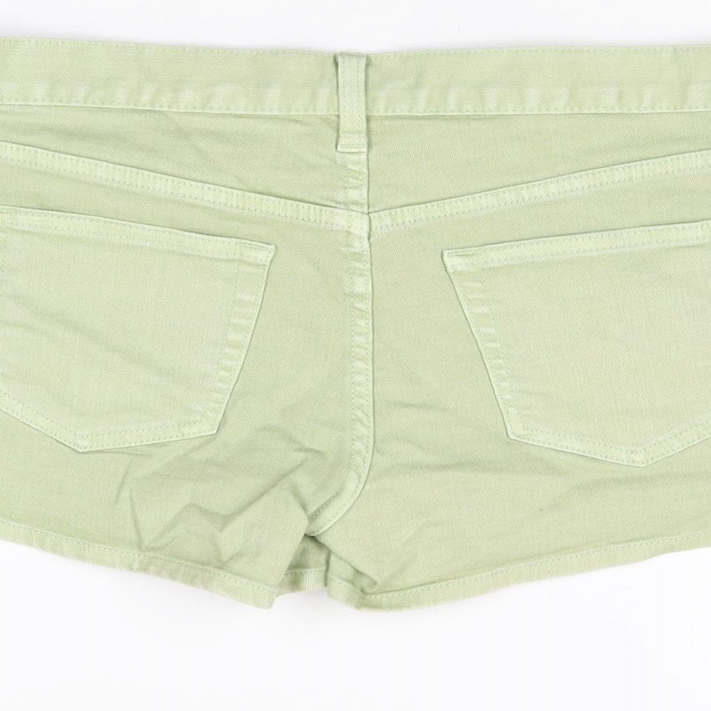Uniqlo Womens Green Cotton Hot Pants Shorts Size 26 in Regular Zip
