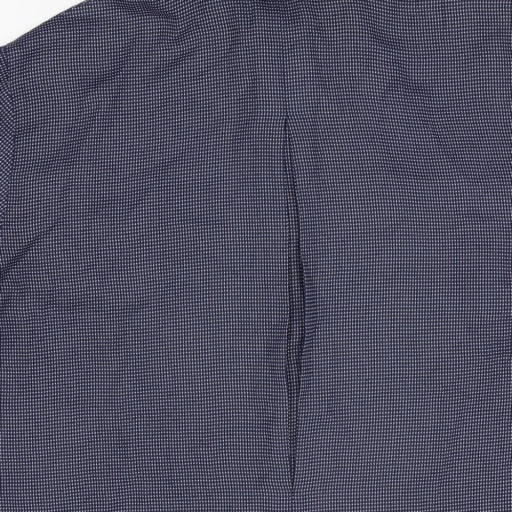 Brand and care label for gabrielle women’s blue geometric polyester basic button-up, size UK 16, collared