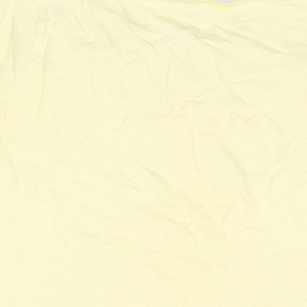 EWM Womens Yellow Floral Cotton Basic T-Shirt Size M Round Neck