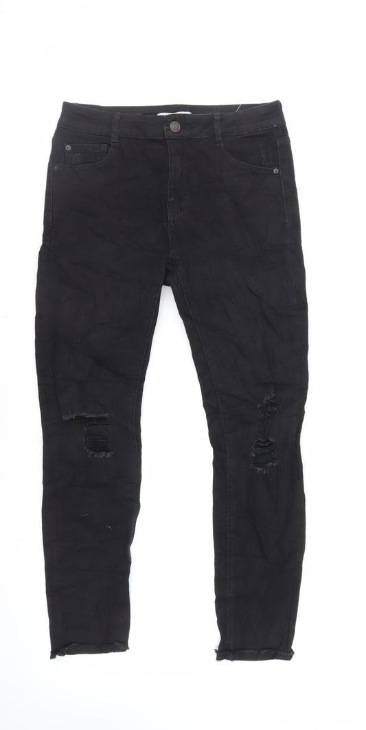 Womens UK Size 10 Pull&Bear Regular Fit Skinny Black Jeans
