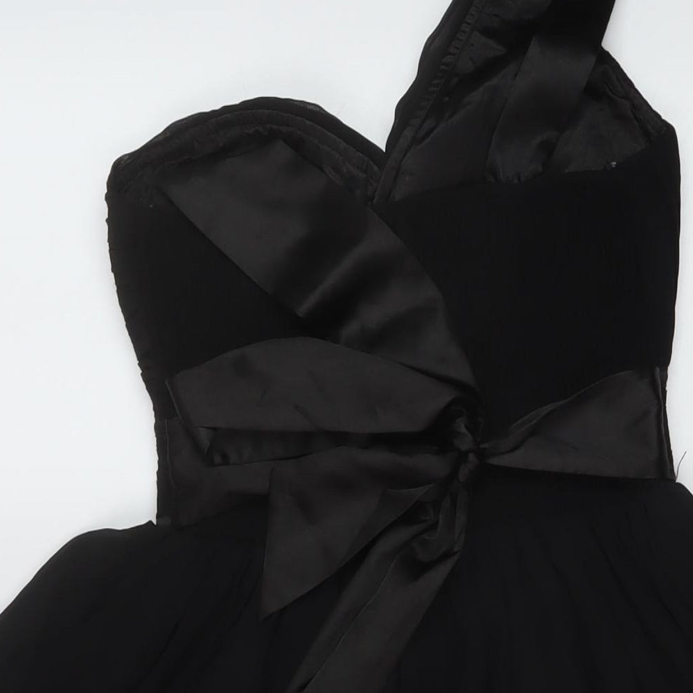 Little Mistress Womens Black Polyester Skater Dress Size 10 One Shoulder Zip