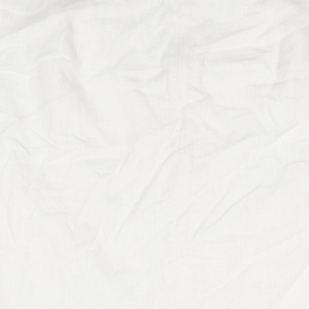 Marks and Spencer Womens White Linen Straight & Pencil Skirt Size 20 Zip - Vented