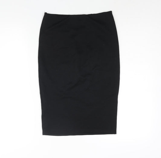 New Look Womens Black Polyester Straight & Pencil Skirt Size 10 - Textured