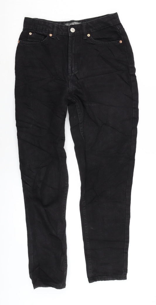 Additional front view of Denim & Co. women’s black cotton skinny jeans, size UK 6, 27-inch leg regular zip