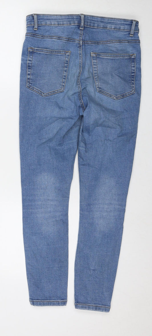 Denim & Co. Womens Blue Cotton Skinny Jeans Size 12 L25 in Regular Zip