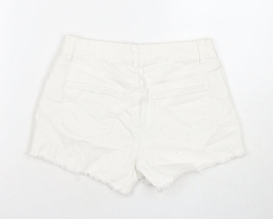 Denim & Co. Womens White Cotton Cut-Off Shorts Size 6 L3 in Regular Zip