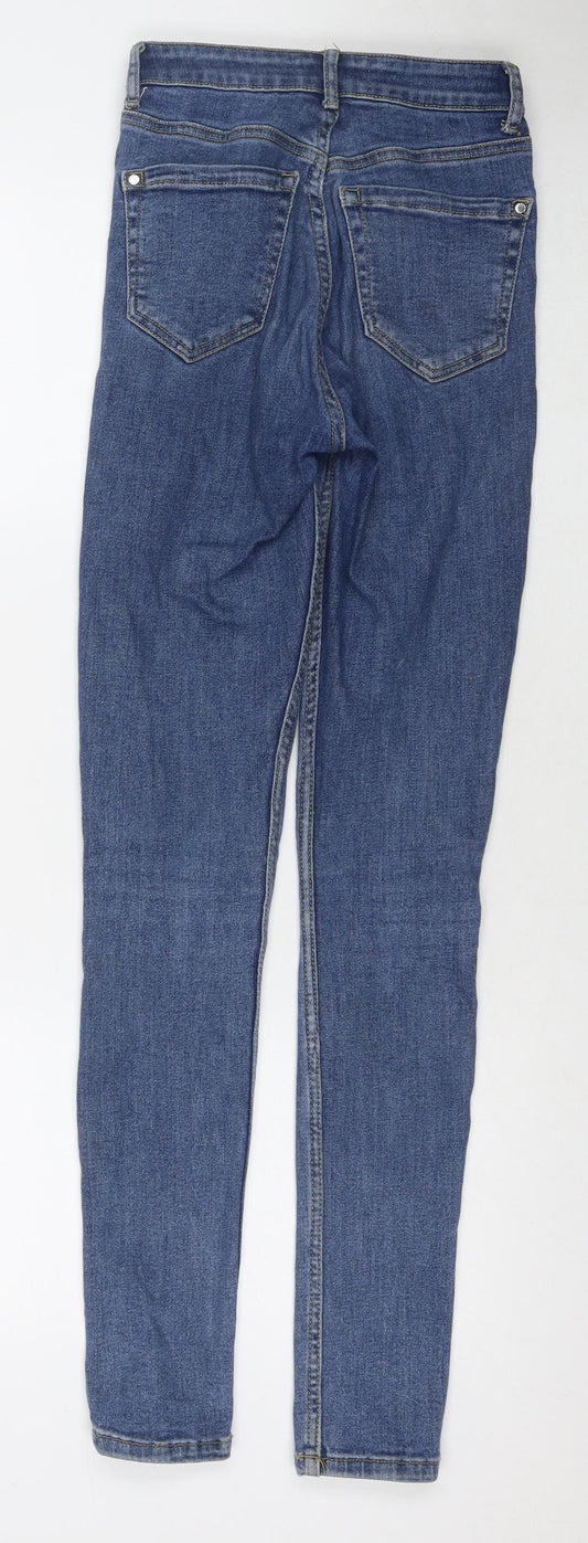 Mango Womens Blue Cotton Skinny Jeans Size 6 L30 in Regular Zip