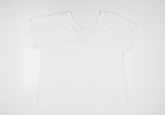 Womens UK Size 2XL Cerulean Collection White Basic T-Shirt