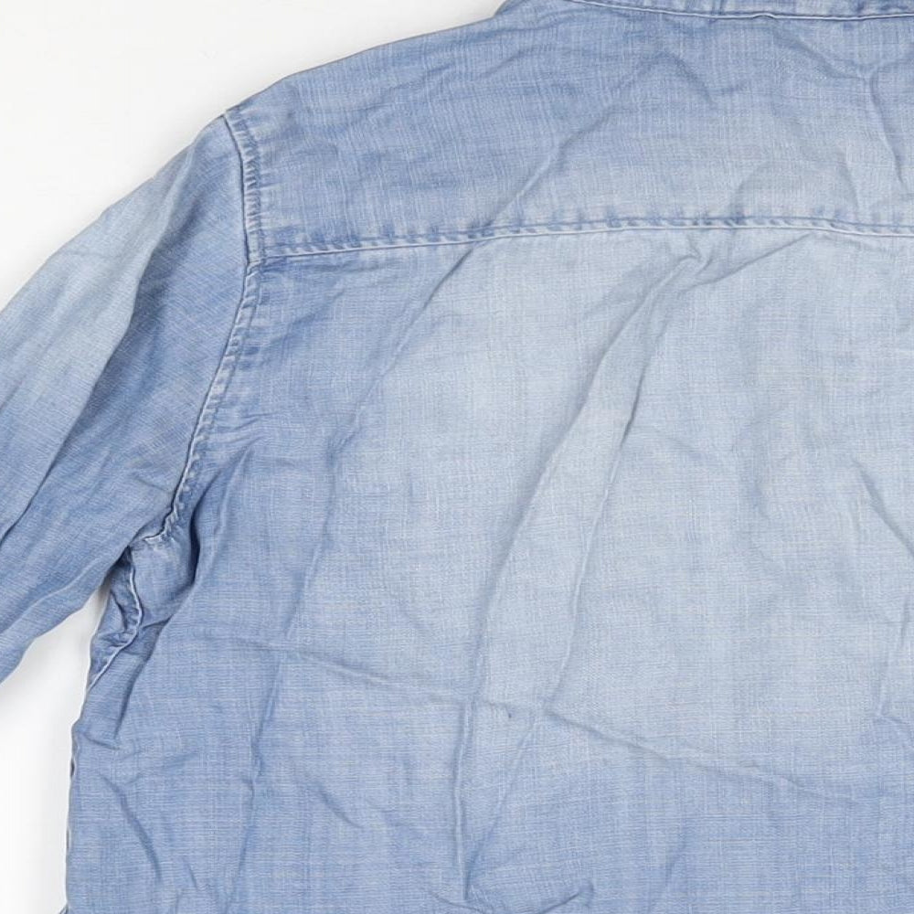 Womens UK Size 6 H&M Blue Basic Button-Up