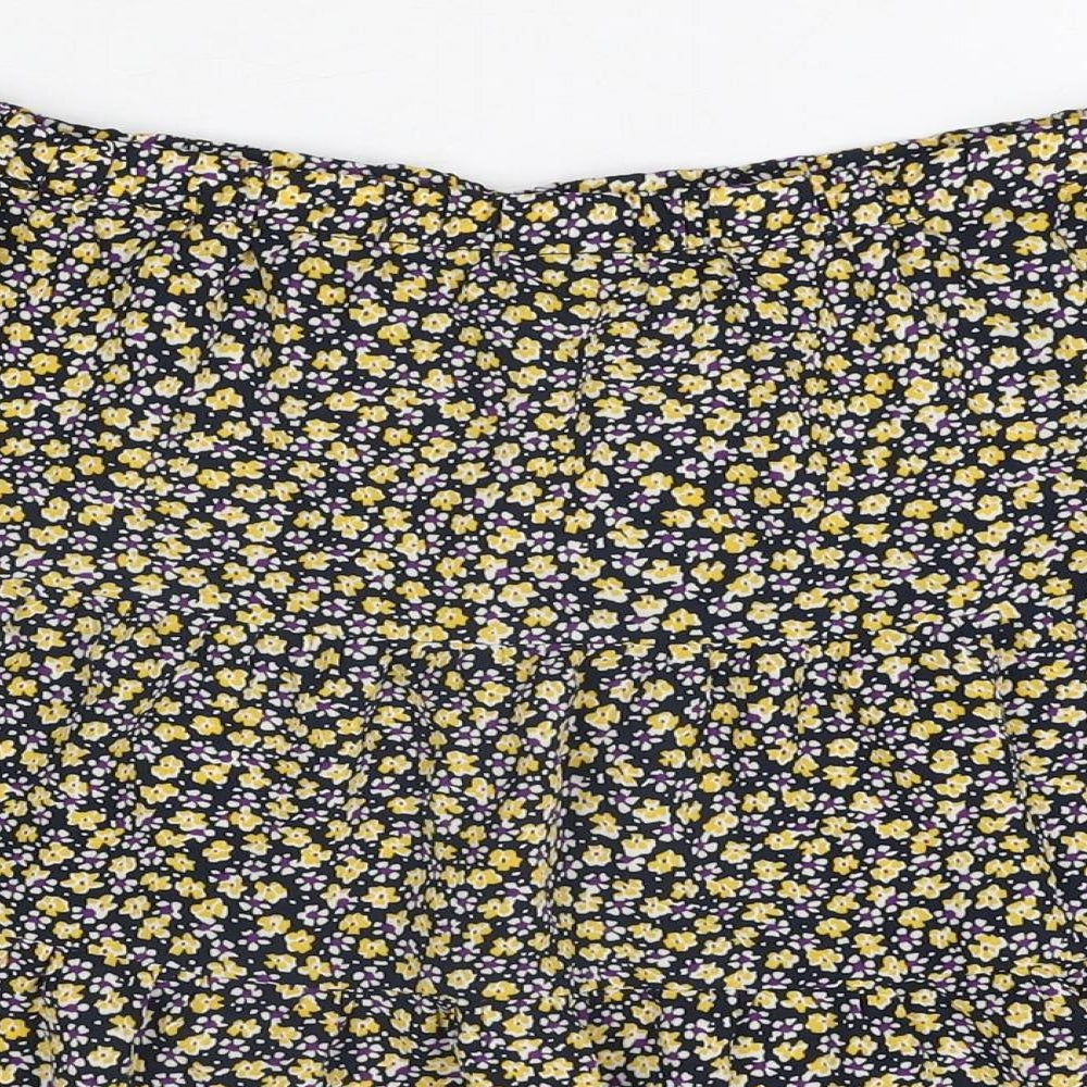 Pieces Womens Blue Floral Polyester Swing Skirt Size M Drawstring