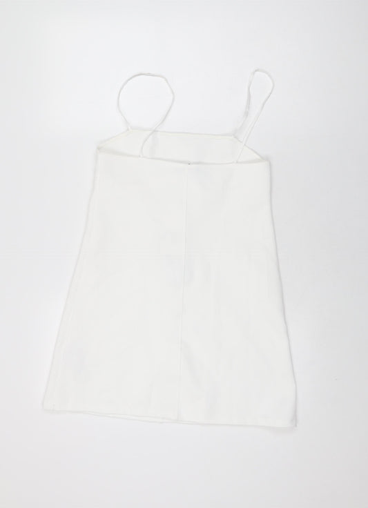 Zara Womens White Polyester Mini Size S Square Neck Pullover