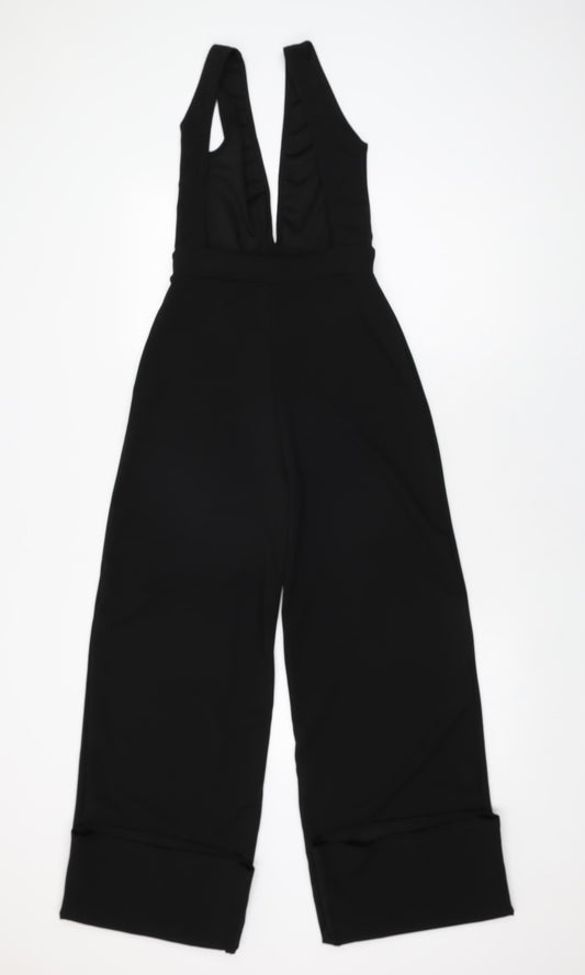 PRETTYLITTLETHING Womens Black Polyester Jumpsuit One-Piece Size 4 L35 in Pullover