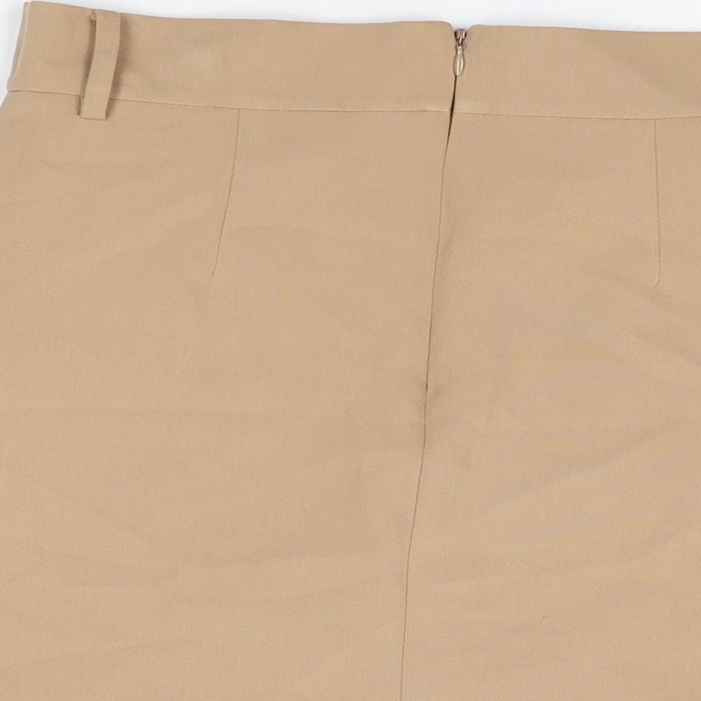 NEXT Womens Beige Polyester Mini Skirt Size 10 Zip