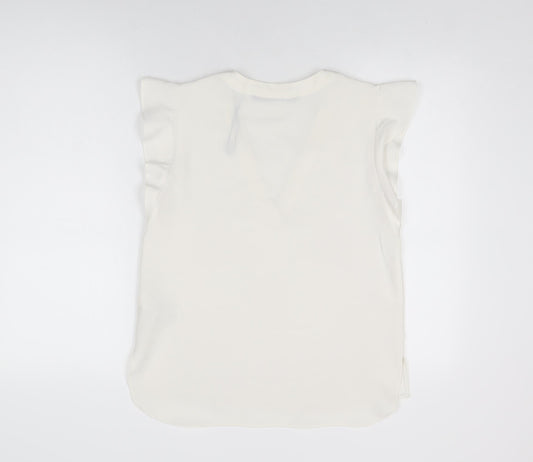 Womens UK Size S Zara White Basic T-Shirt