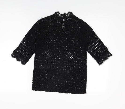 Womens UK Size M Zara Black Basic T-Shirt