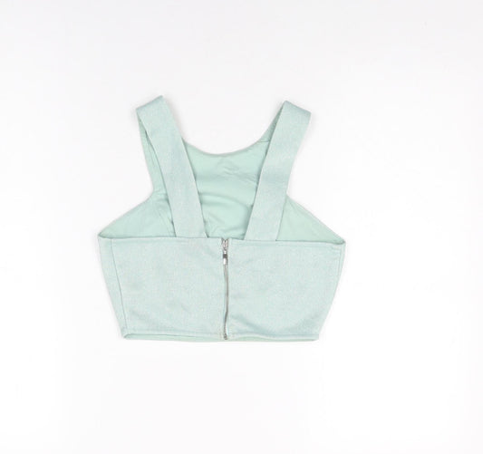 Womens UK Size 10 Topshop Blue Cropped T-Shirt