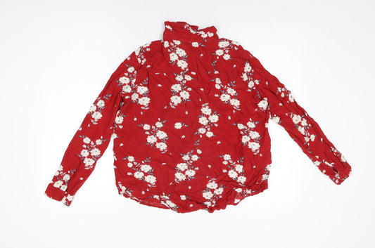 Womens UK Size 12 H&M Red Basic Button-Up