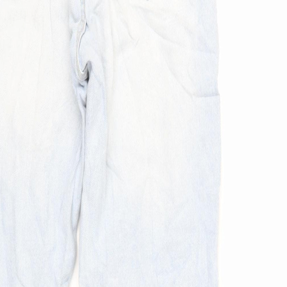 Bershka Womens Blue Cotton Mom Jeans Size 6 L28 in Regular Zip