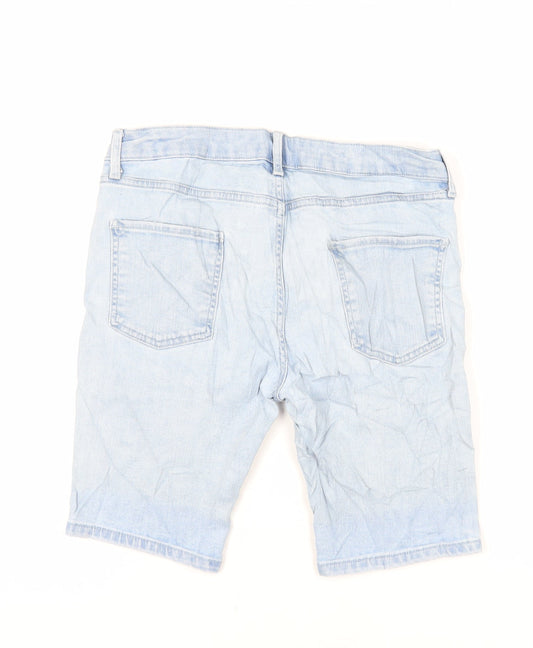 Topman Mens Blue Cotton Chino Shorts Size 30 in L10 in Regular Button