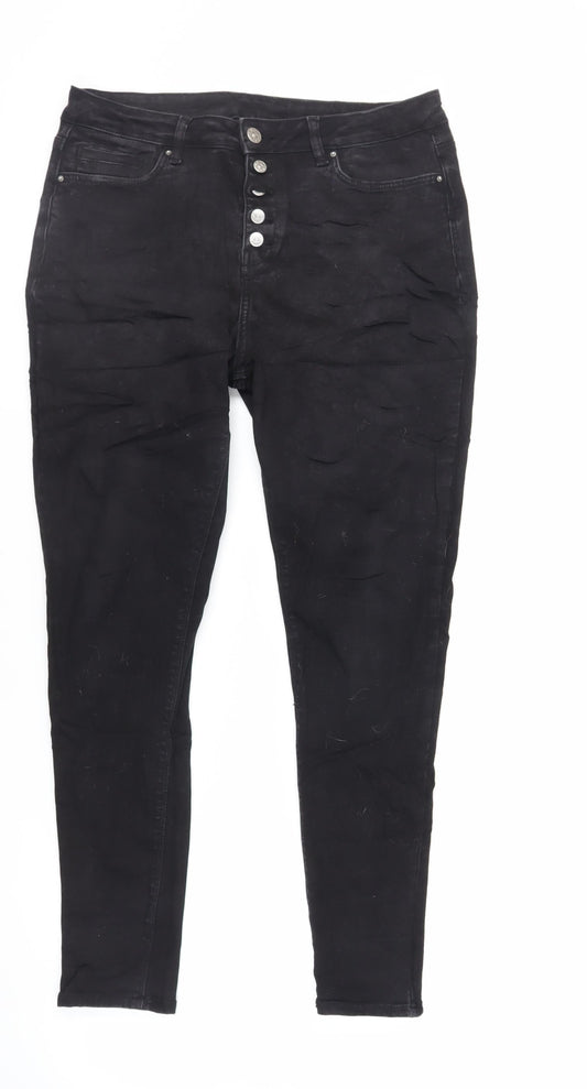 Womens UK Size 14 Very Regular Fit Skinny Black Jeans