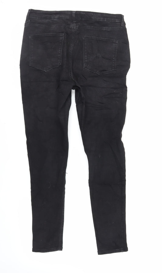 Very Womens Black Cotton Skinny Jeans Size 14 L28 in Regular Button