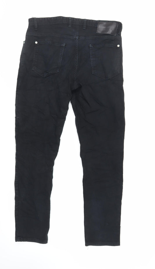 Zara Womens Black Cotton Skinny Jeans Size 14 L28 in Regular Zip