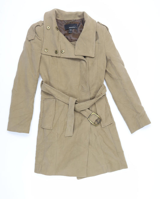 Mango Womens Beige Pea Coat Coat Size S Snap - Belted
