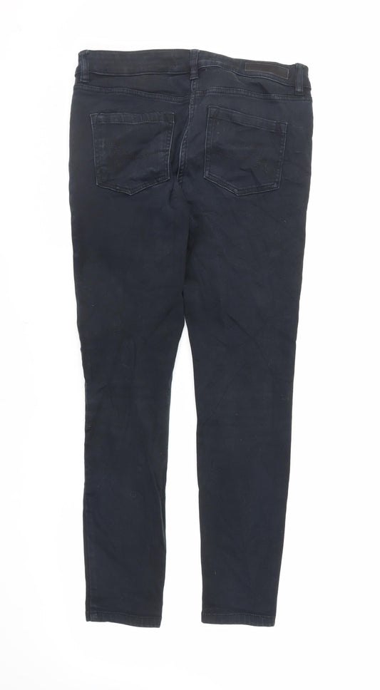 NEXT Womens Black Cotton Skinny Jeans Size 12 L28 in Regular Zip