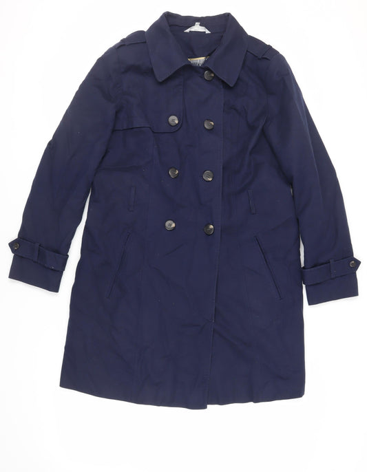 Womens UK Size 16 Red Herring Blue Trench Coat